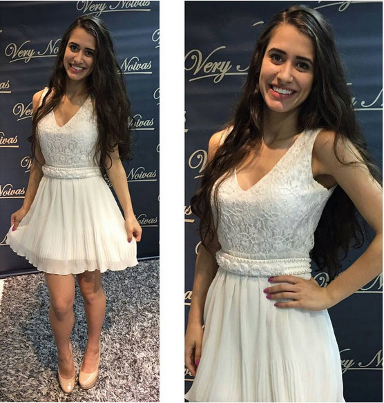 Short White Lace Homecoming Dress,v-neckline Prom Dress,short Lace Graduation Dress