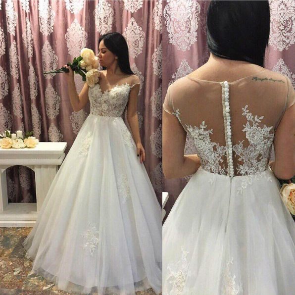 A Line Lace Wedding Dress,Sexy Open Back Bridal Dress on Luulla