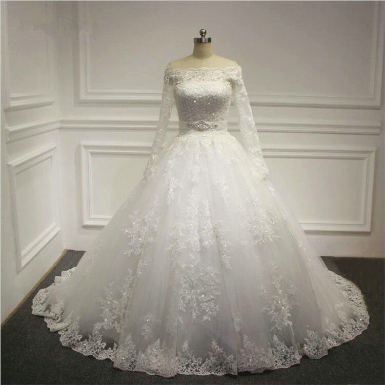 Ball Gown Lace Wedding Dress,Off Shoulder Neckline Lace Bridal Dress ...