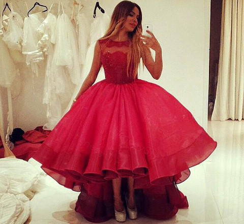 Red High Low Wedding Dress