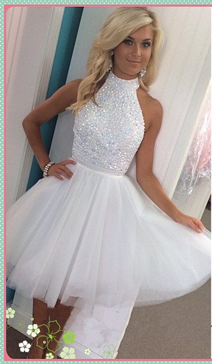White Short Party Dress Homecoming Dress