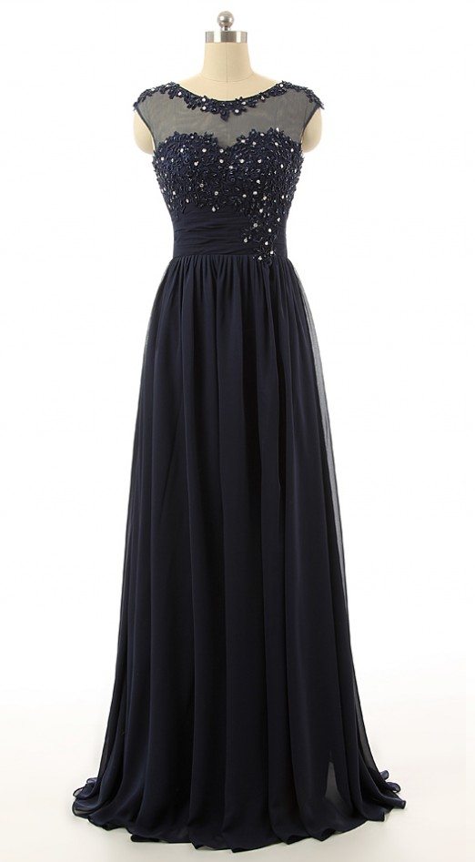 A Line Navy Blue Evening Dress,navy Blue Wedding Party Dress,a Line Chiffon Mother Of Bride