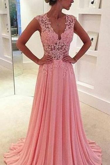 Sweetheart High Slit Long Dress With Sweep Train Pearl Pink