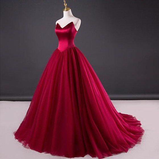 burgundy-wedding-dress-strapless-burgundy-bridal-dress-on-luulla